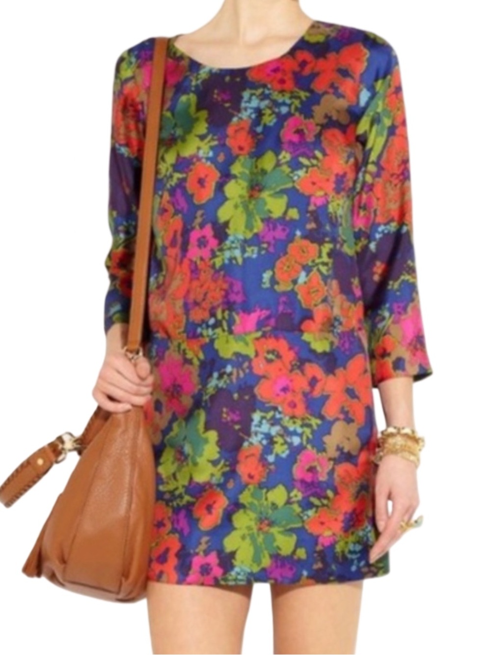 J. Crew Jules Silk Twill Ashbury Floral Shift Dress Size 6 Vibrant Multicolor